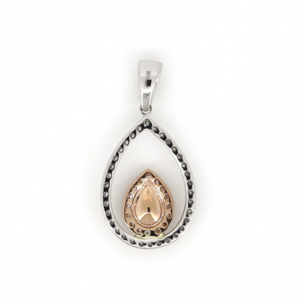 White & Rose Gold Pink Diamond Pendant