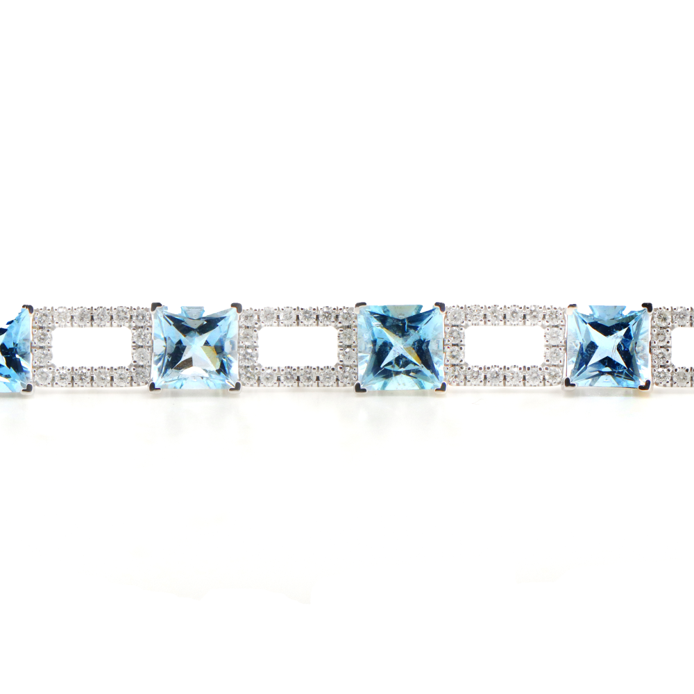 14.91ct Aquamarine, and Diamond Bracelet