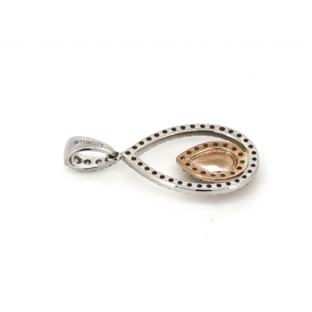 White & Rose Gold Pink Diamond Pendant