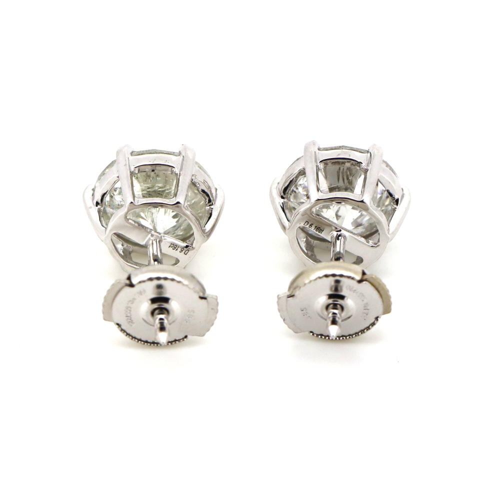 6.16ct White Gold and Diamond Stud Earrings