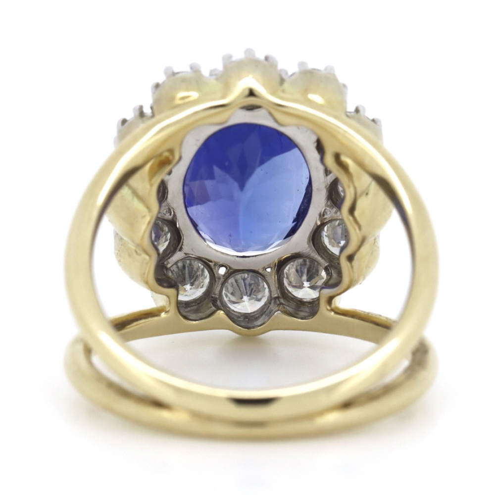3.80ct Yellow and White Gold Tanzanite and Diamond Cocktail Ring
