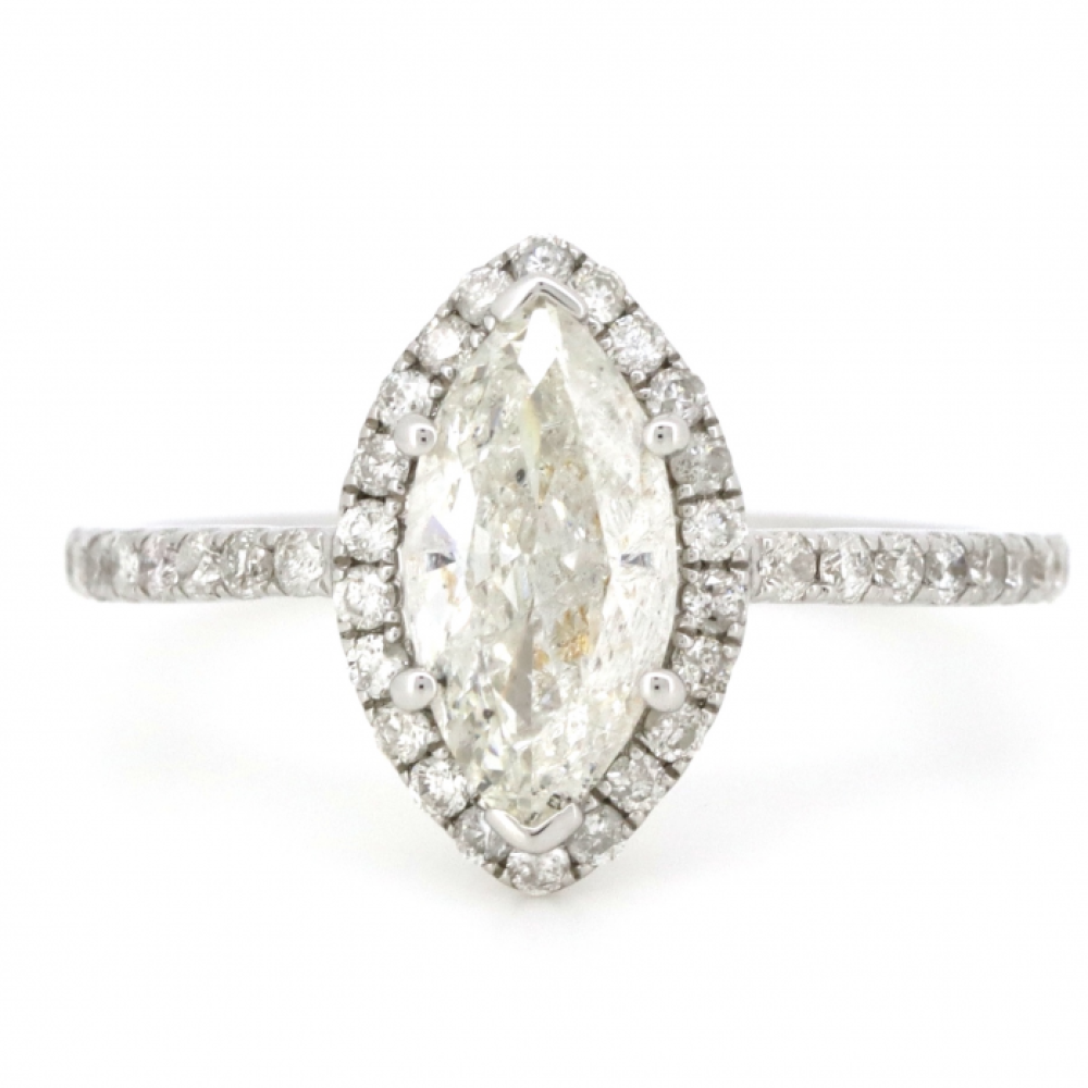 0.90ct Marquise Diamond Halo Ring