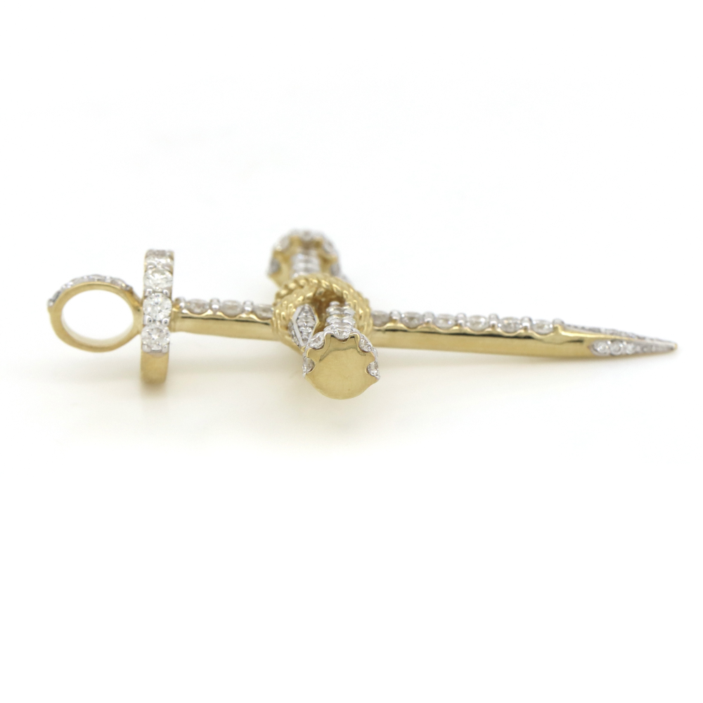 Yellow Gold, 1.392ct TDW Diamond, Crucifix Pendant