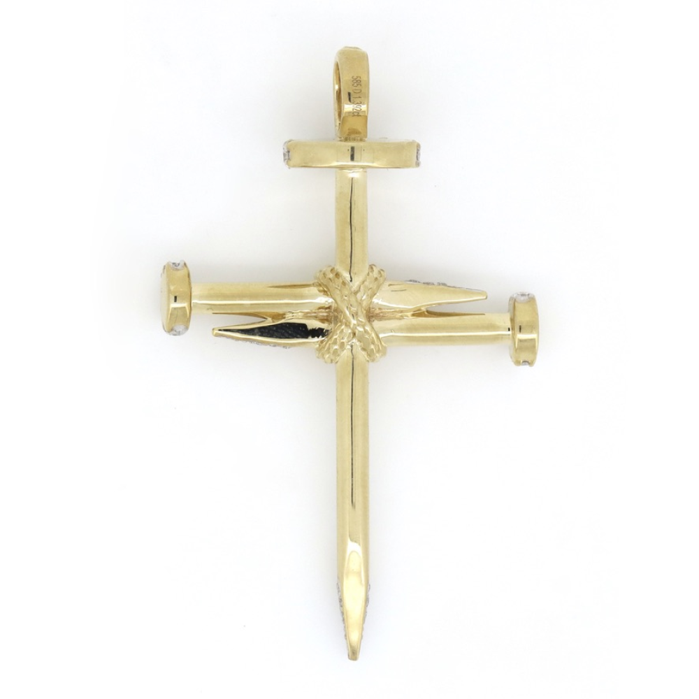 Yellow Gold, 1.392ct TDW Diamond, Crucifix Pendant