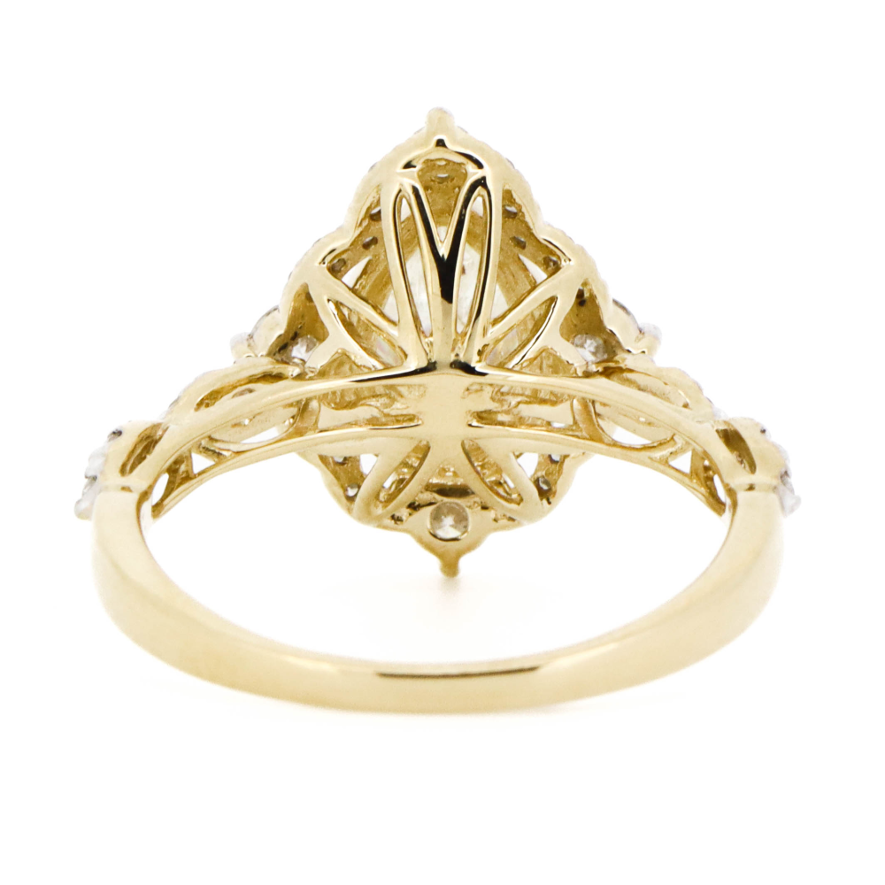 Yellow Gold Diamond Antique Style Ring – Pear Cut Elegance