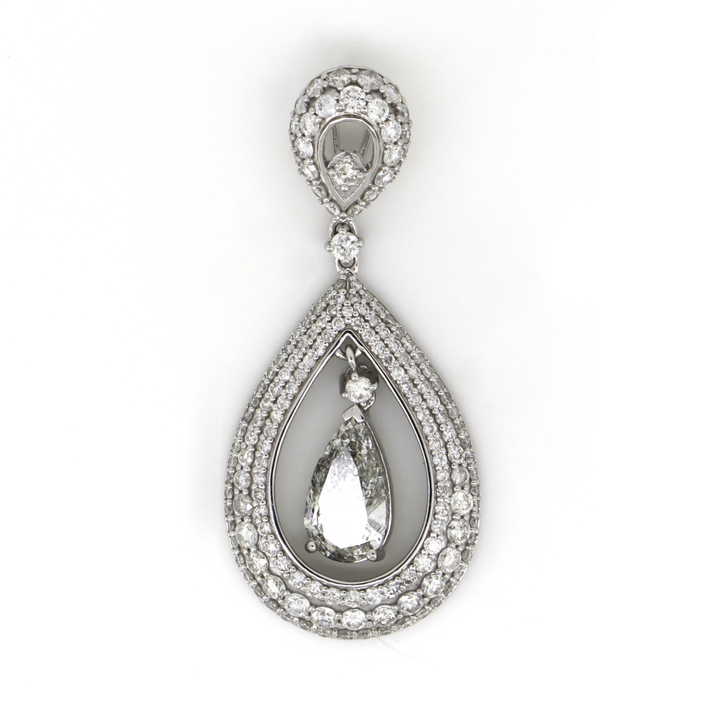 1.81ct Pear faceted White Gold and Diamond Decorative Pendant