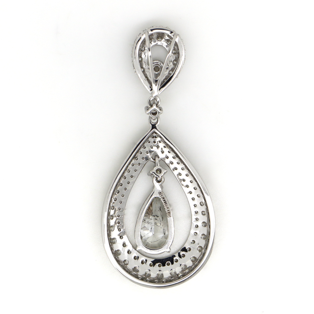 1.81ct Pear faceted White Gold and Diamond Decorative Pendant