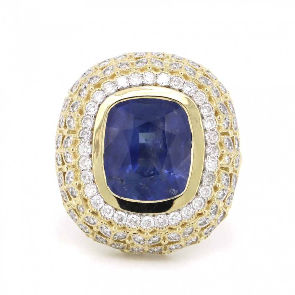 7.77ct Ceylon Sapphire and Diamond Cocktail Ring