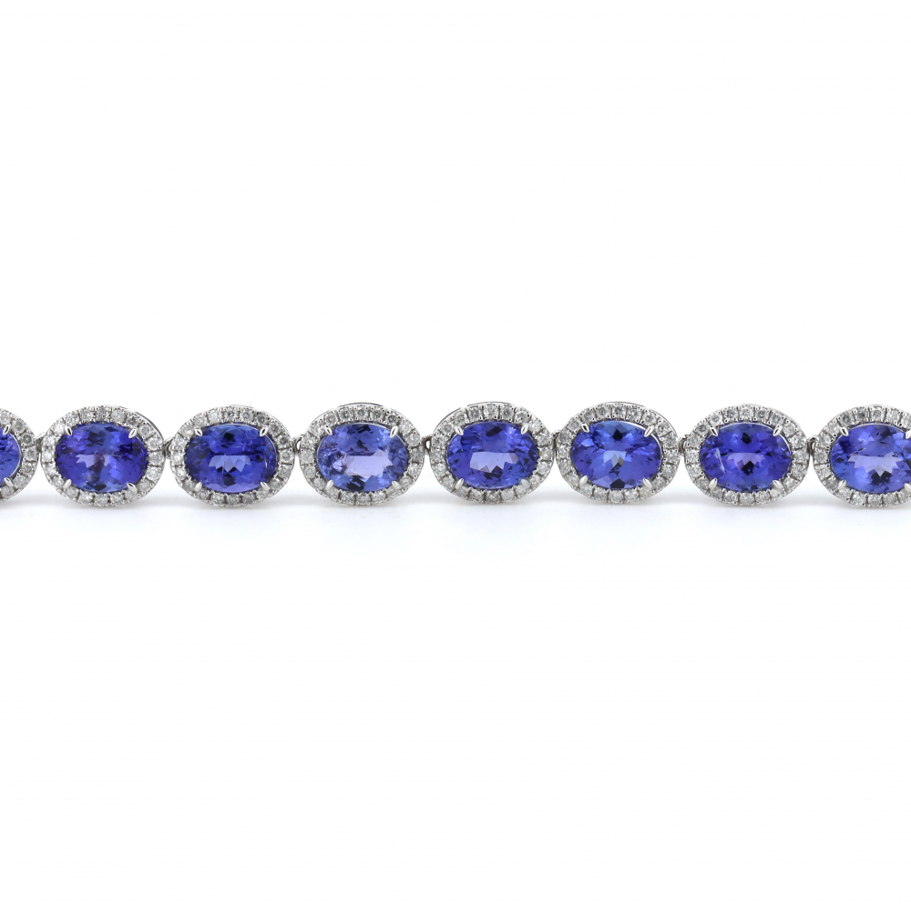 Stunning Tanzanite and Diamond Halo Necklace