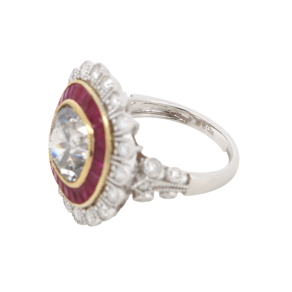 5.04ct Diamond and Ruby Art Deco-Inspired Ring