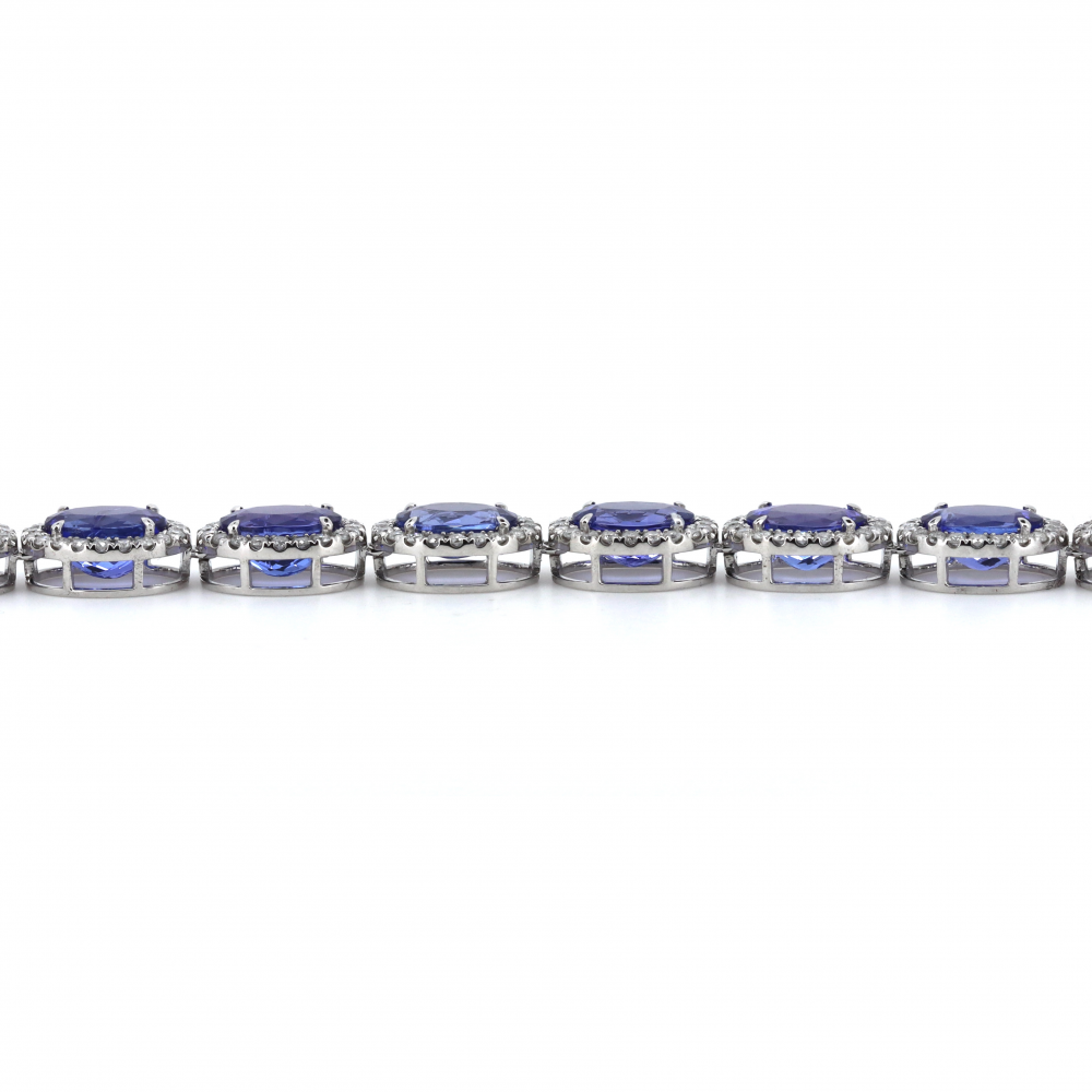 Stunning Tanzanite and Diamond Halo Necklace