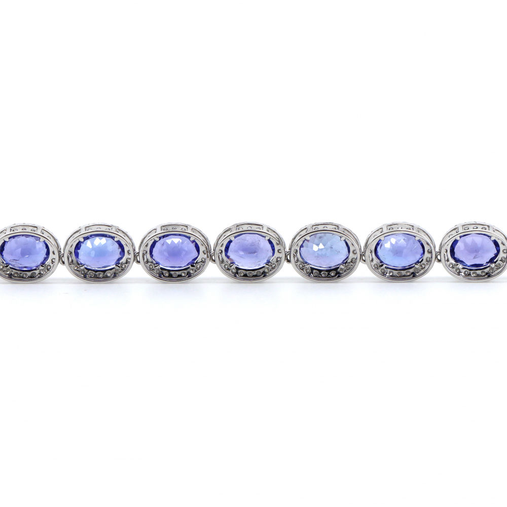 Stunning Tanzanite and Diamond Halo Necklace