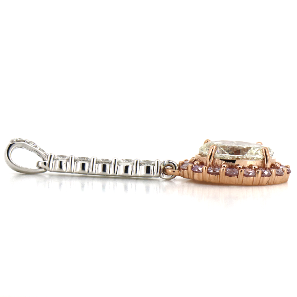 1.20ct White & Rose Gold Diamond Drop Pendant
