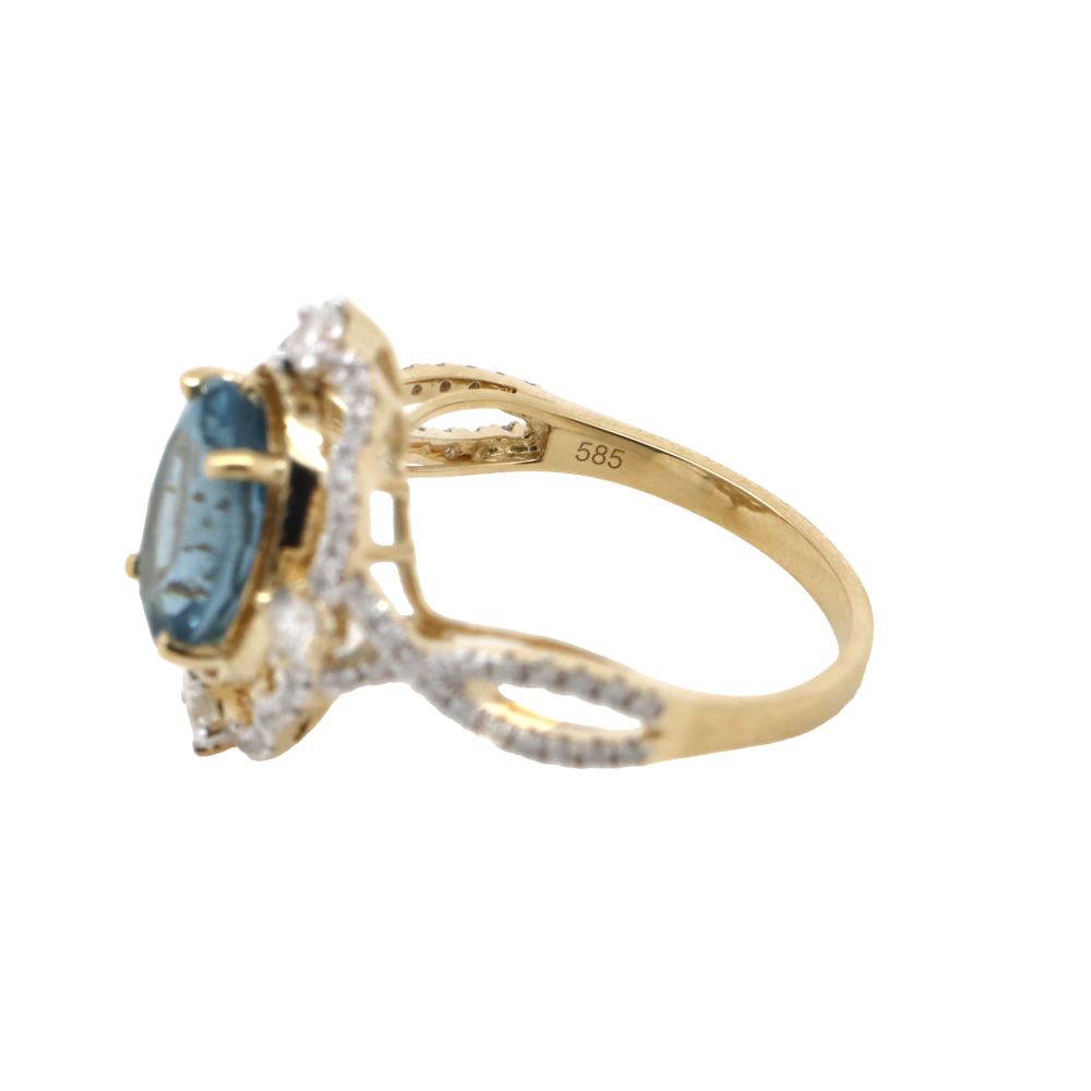 2.34ct Aquamarine and Diamond Art Deco Style Ring