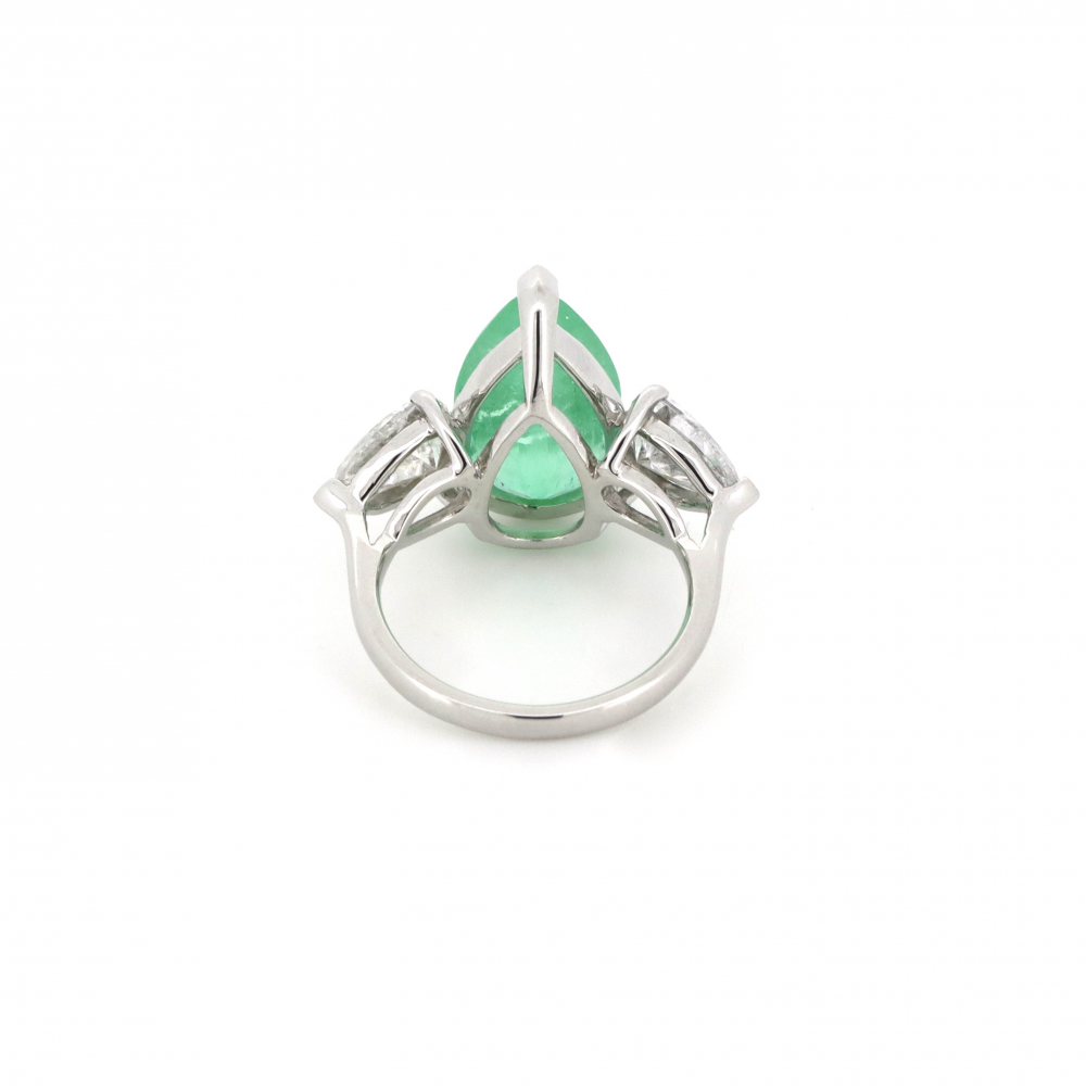 5.45ct Colombian Emerald and Diamond Trilogy Ring