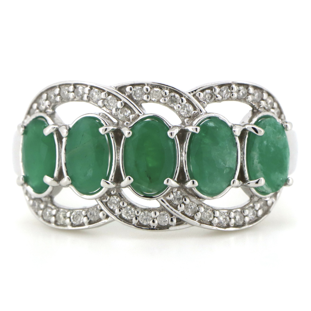 Gold Emerald & Diamond Eternity Ring