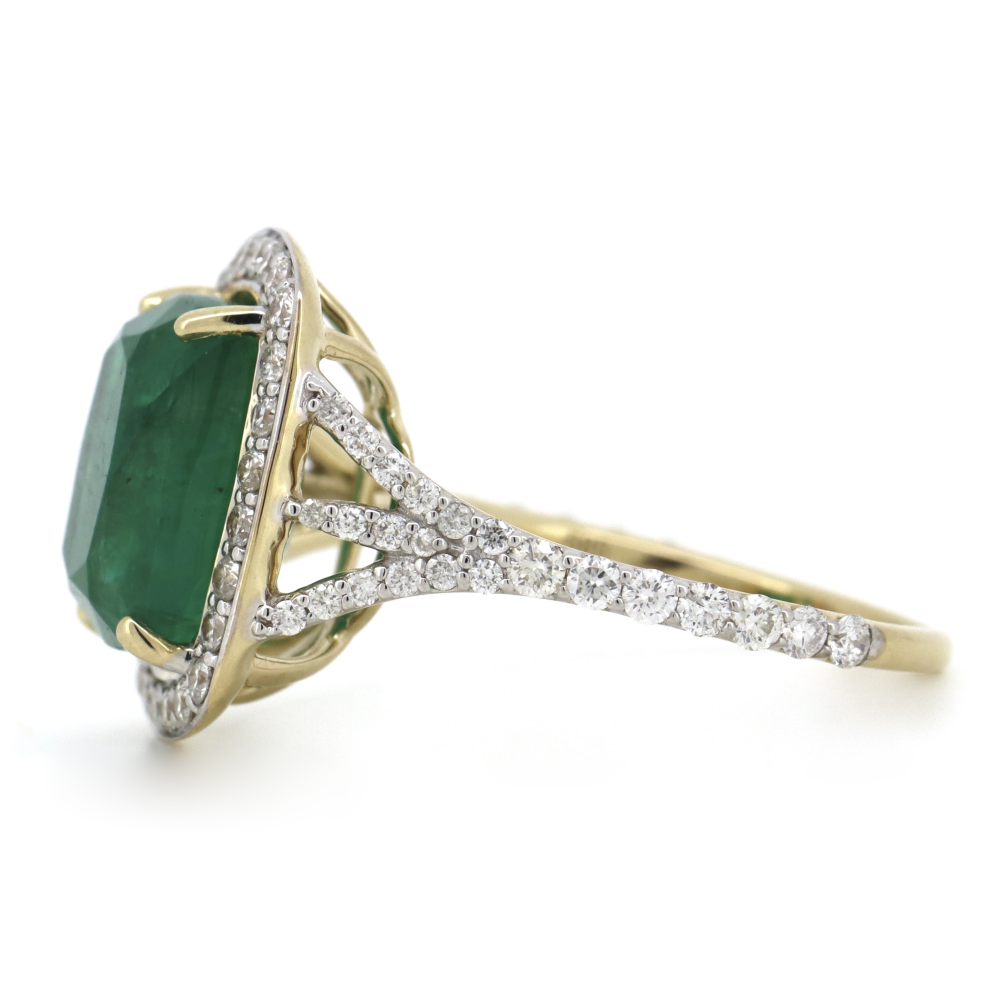 Yellow Gold, 6.17ct Emerald and Diamond, Statement Ring