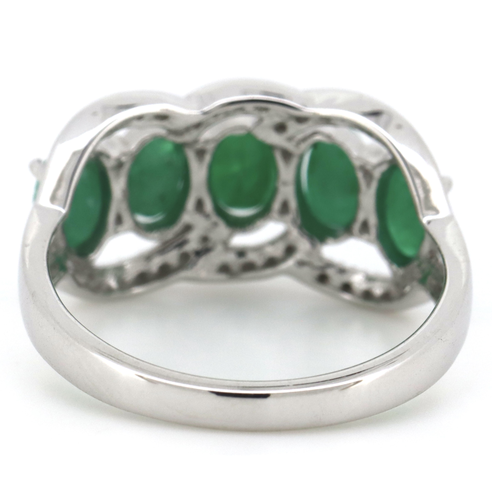 Gold Emerald & Diamond Eternity Ring