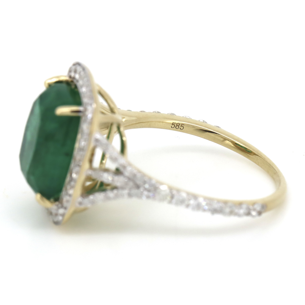 Yellow Gold, 6.17ct Emerald and Diamond, Statement Ring