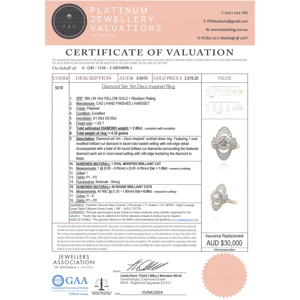 Yellow Gold Diamond Art Deco Inspired Ring