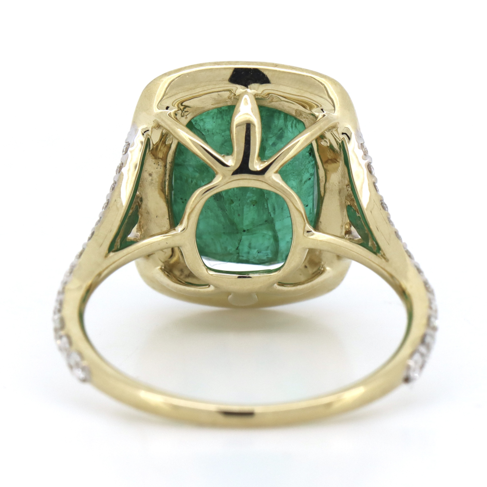 Yellow Gold, 6.17ct Emerald and Diamond, Statement Ring