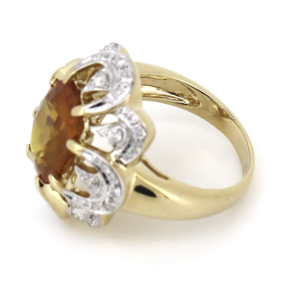 Orange Sapphire & Diamond Floral Style Ring