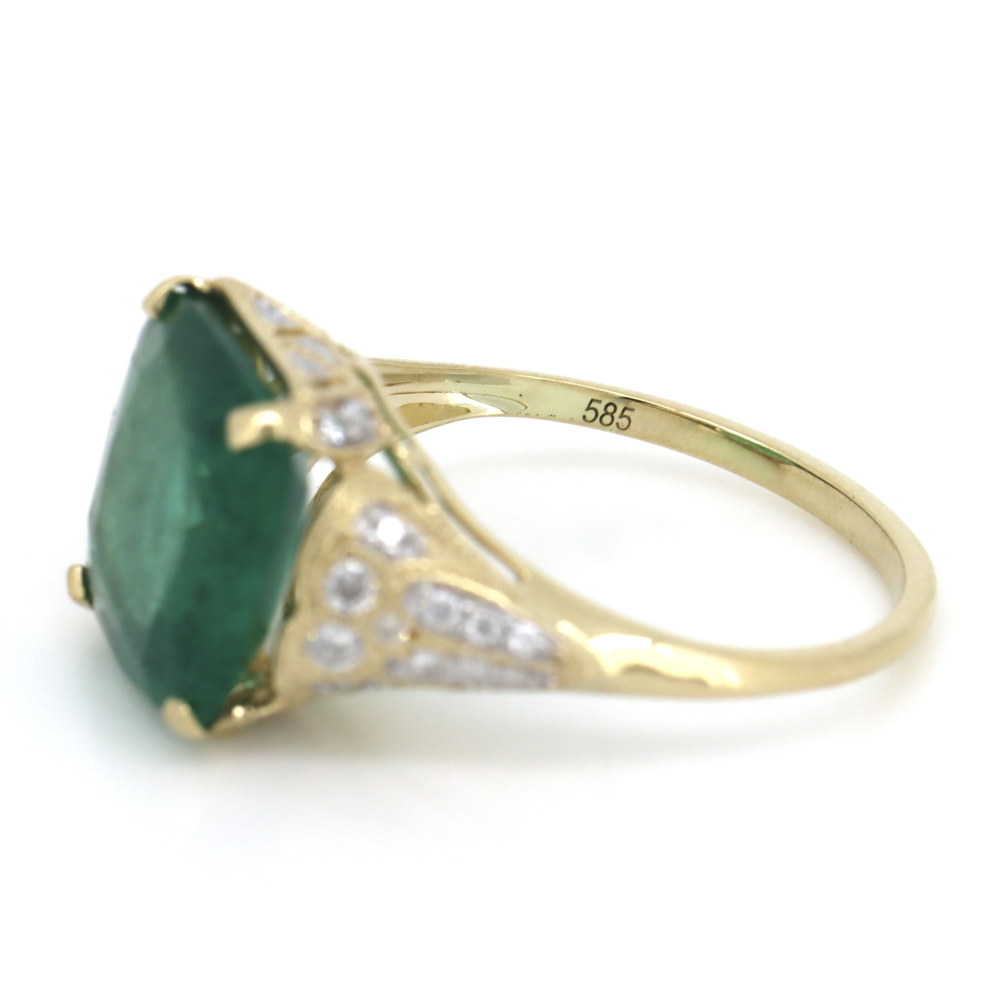 4.87ct Yellow Gold, Emerald and Diamond, Cocktail Ring