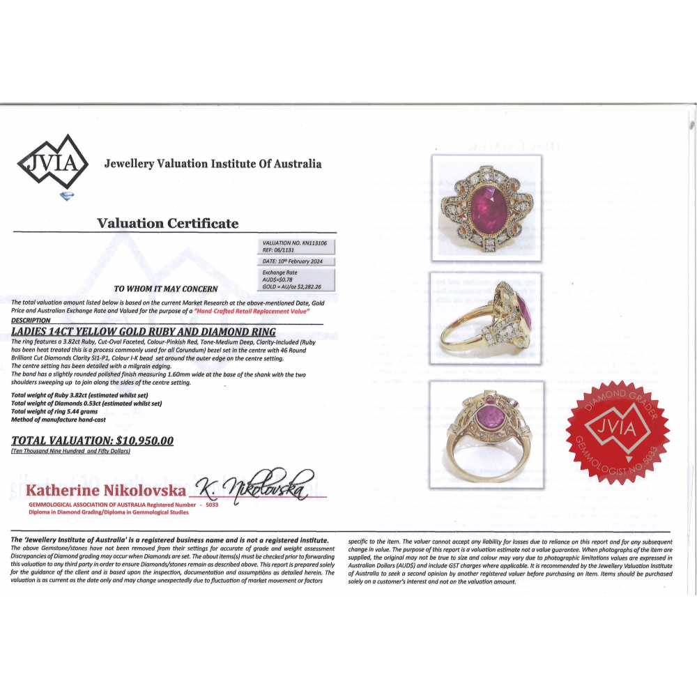 3.82ct Oval Ruby and Diamond Antique Style Ring