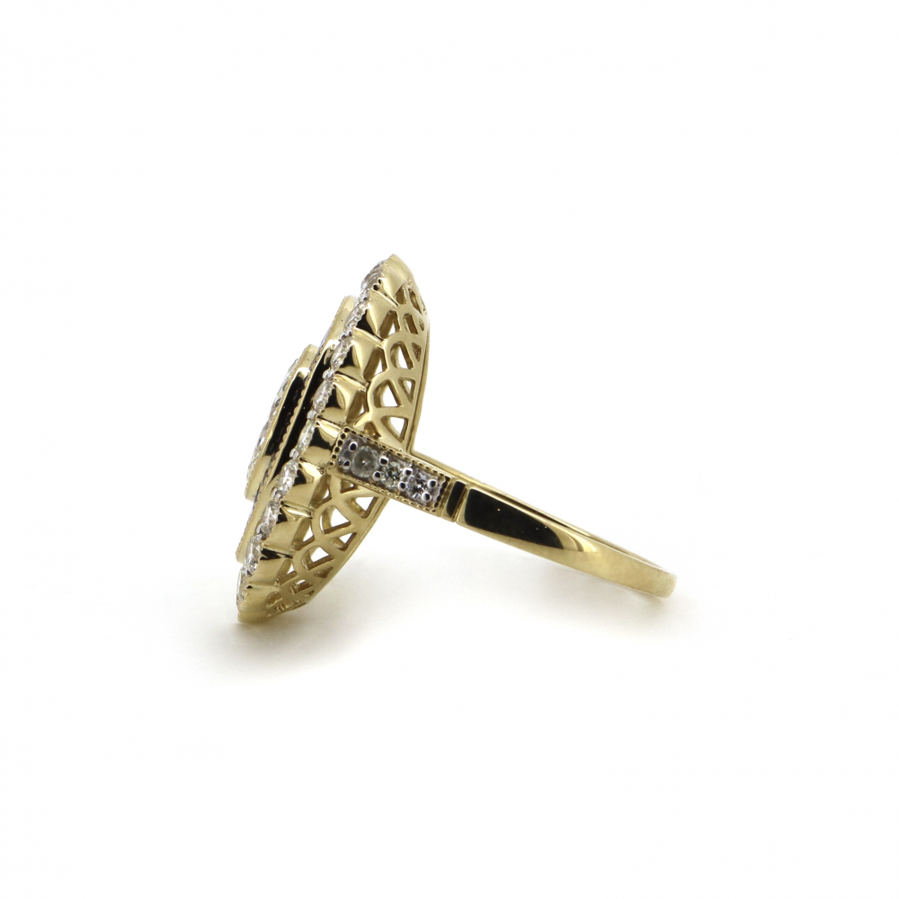 1.01ct Blue Sapphire and Diamond Art Deco Inspired Ring