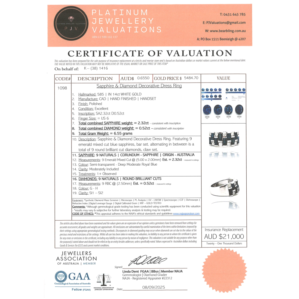 White Gold Sapphire and Diamond Dress Ring