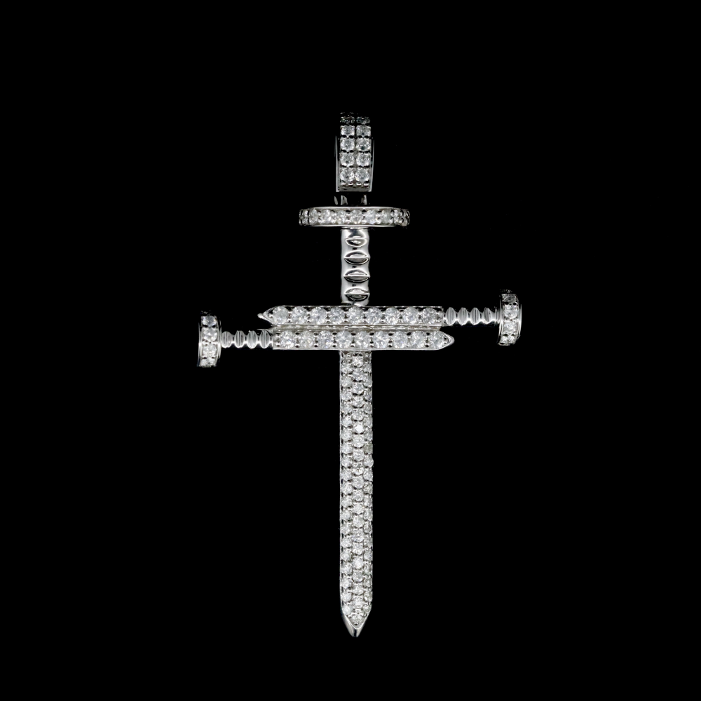 White Gold and Diamond Crucifix Pendant