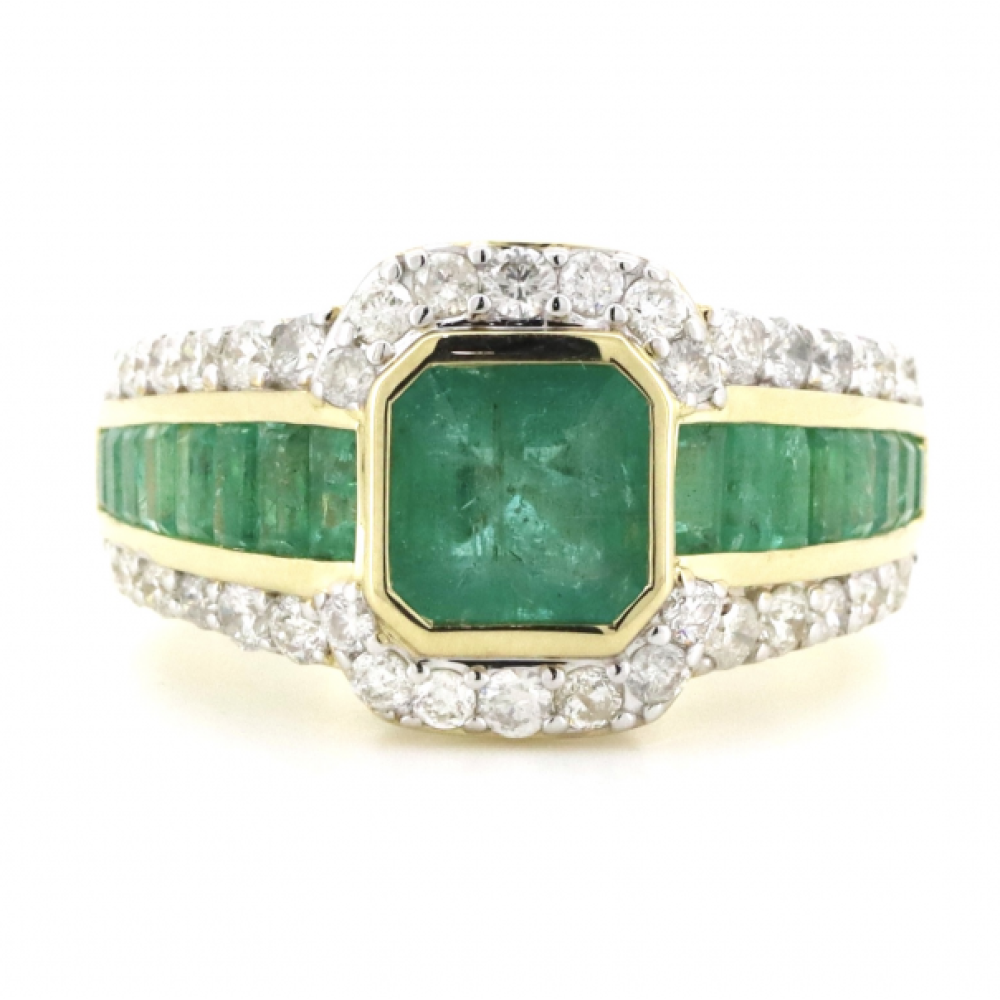 1.77ct Colombian Emerald & Diamond Cocktail Ring