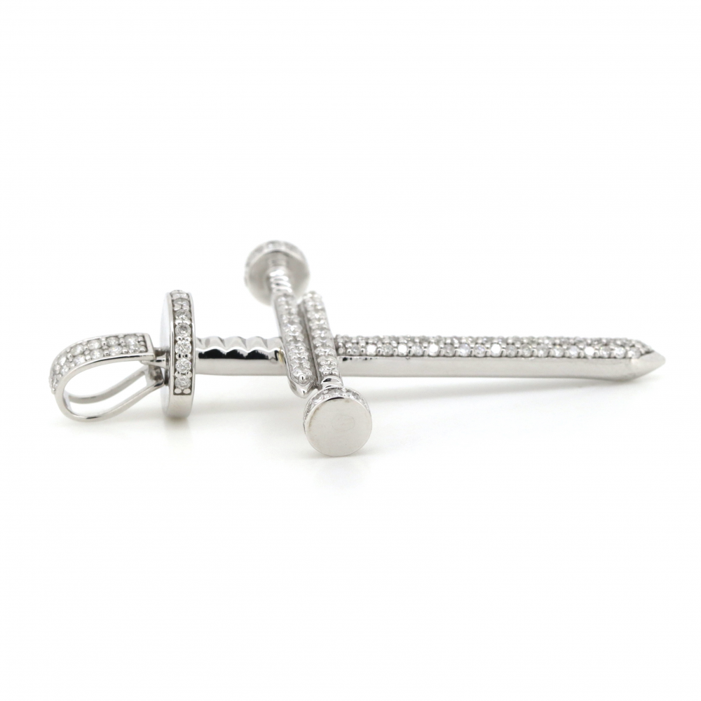 White Gold and Diamond Crucifix Pendant