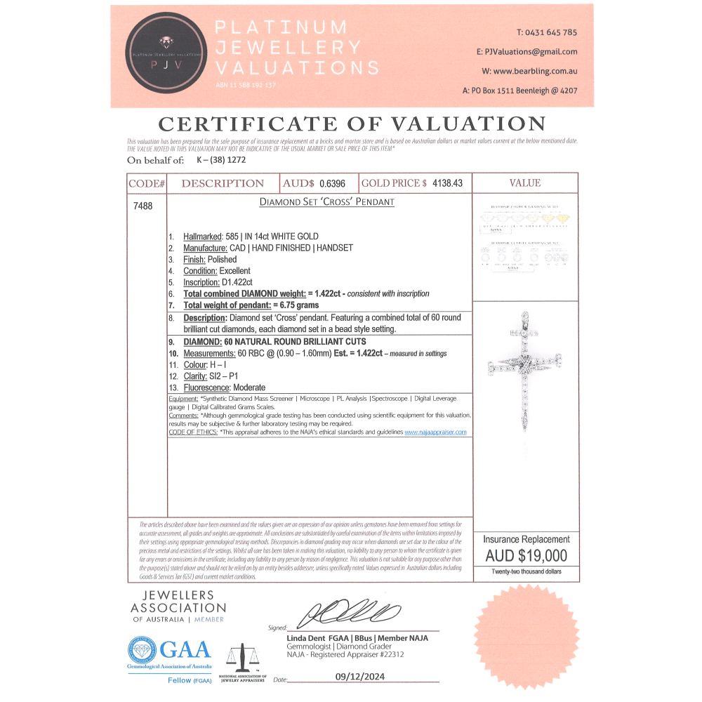 White Gold and Diamond Crucifix Pendant