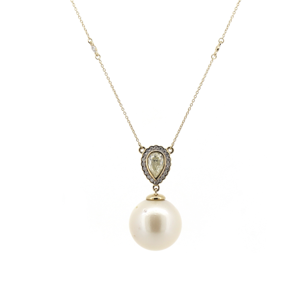 South Sea Pearl & Diamond Pendant Necklace