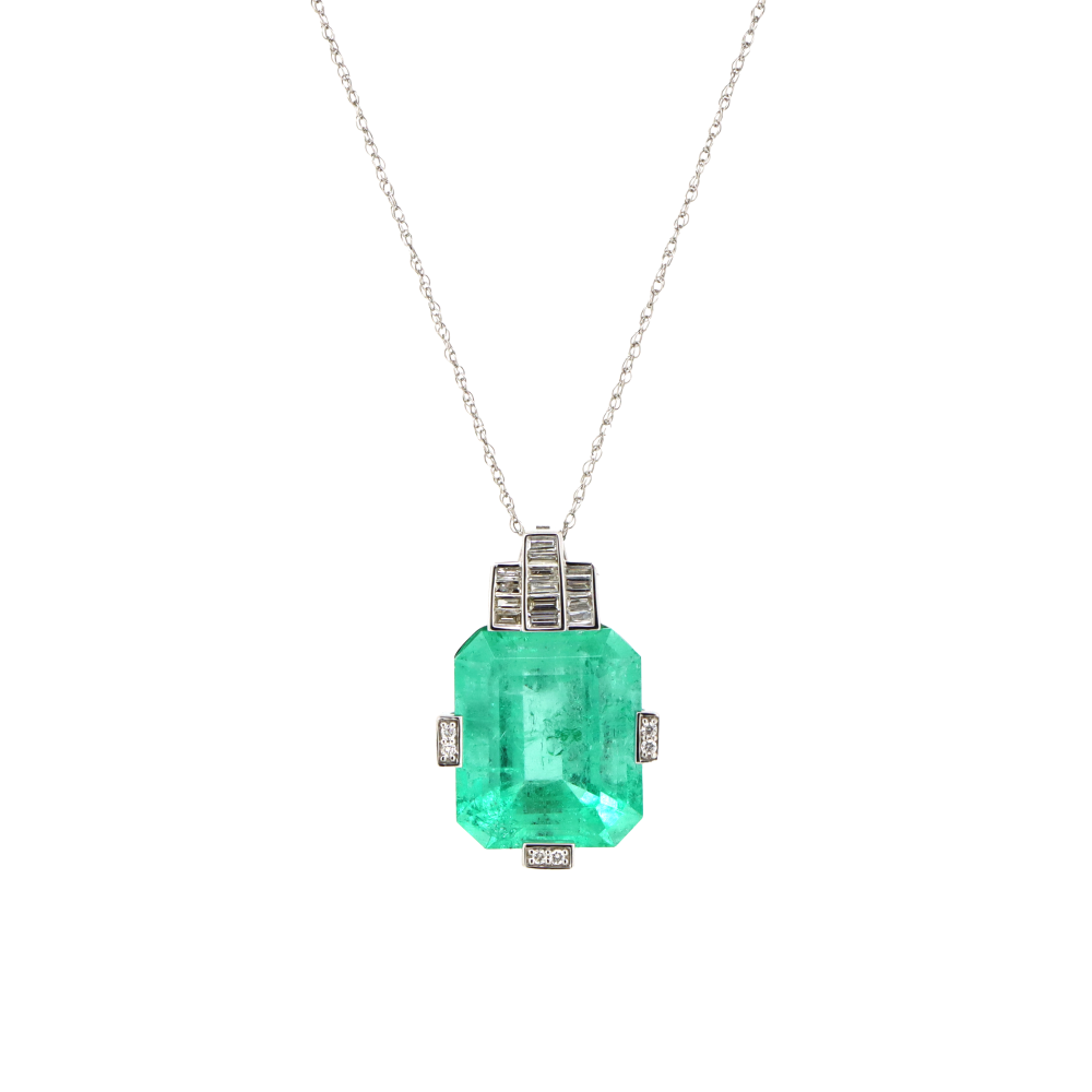 13.47ct Centre Colombian Emerald and Diamond Pendant