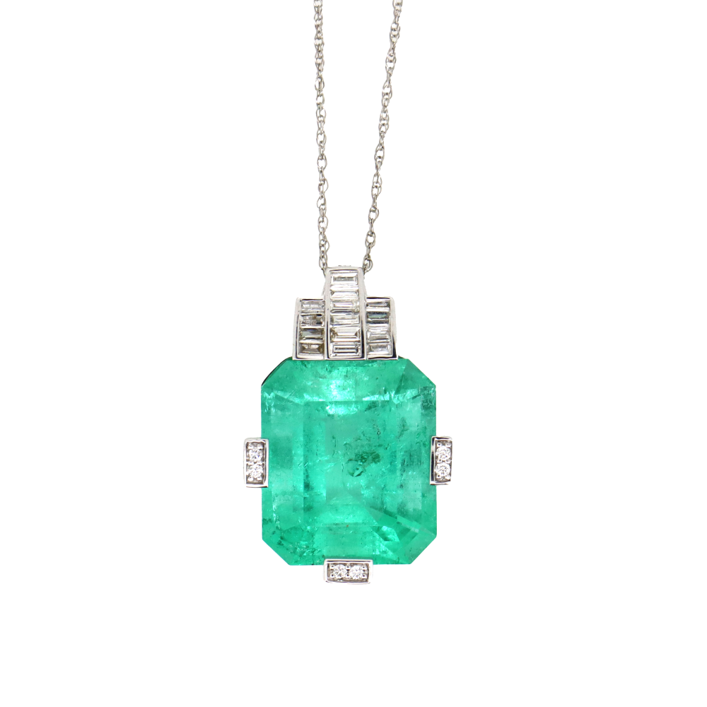 13.47ct Centre Colombian Emerald and Diamond Pendant