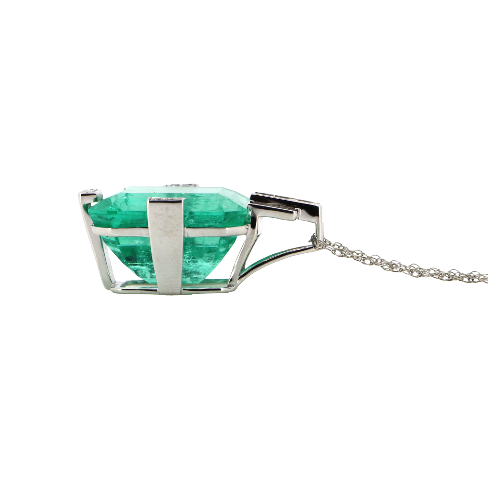 13.47ct Centre Colombian Emerald and Diamond Pendant
