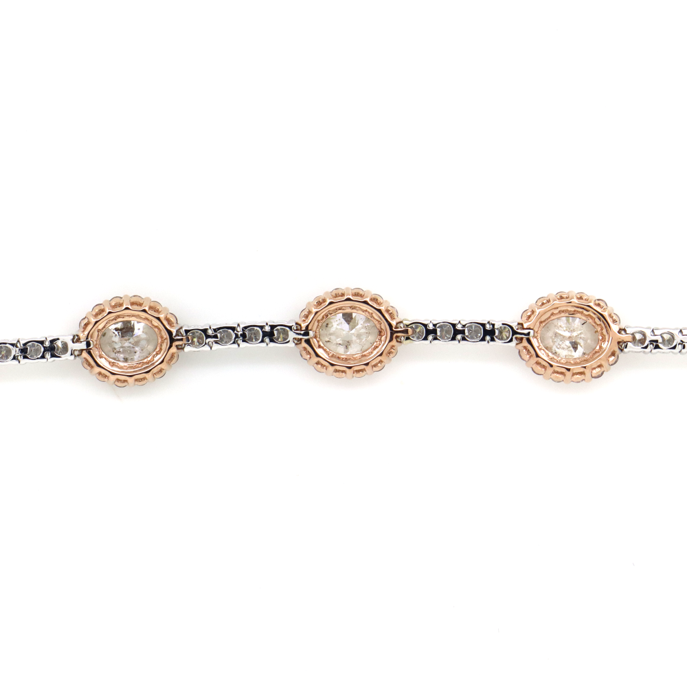 White & Rose Gold Diamond and Pink Diamond Line Bracelet