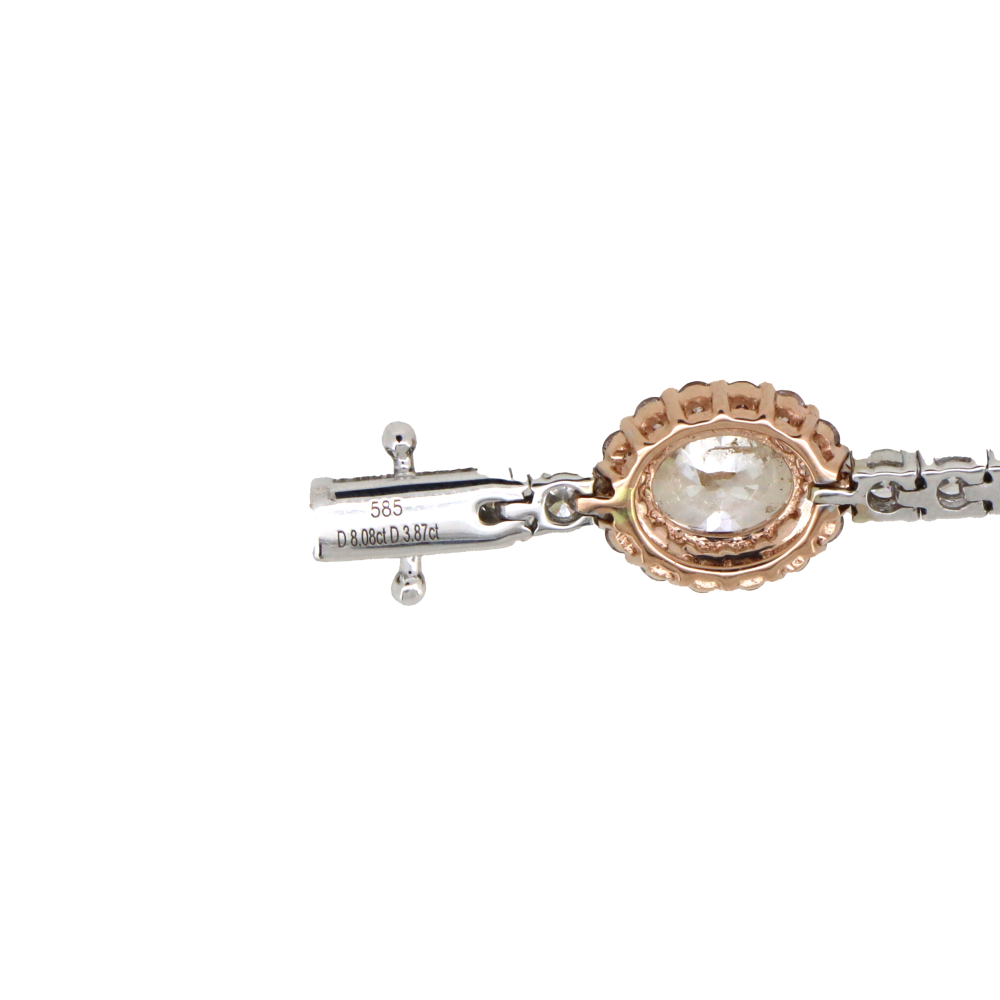 White & Rose Gold Diamond and Pink Diamond Line Bracelet