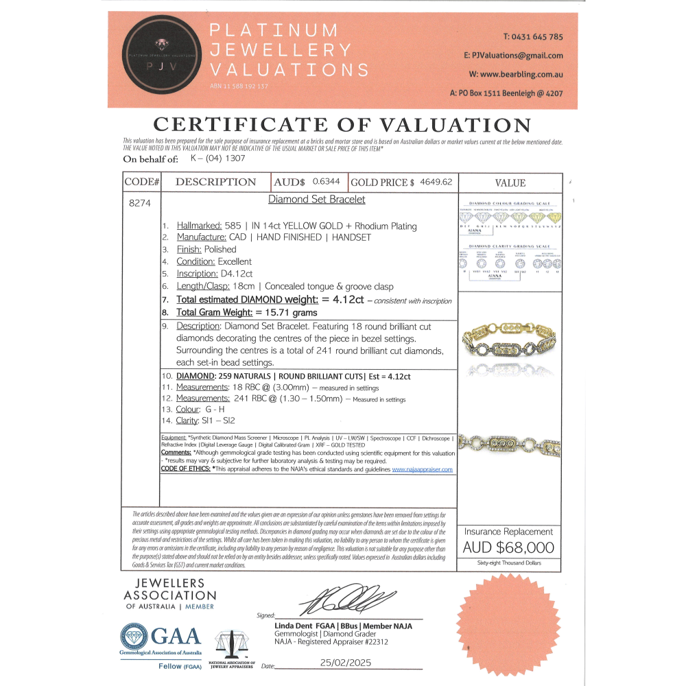 4.12ct Yellow Gold Diamond Decorative Bracelet