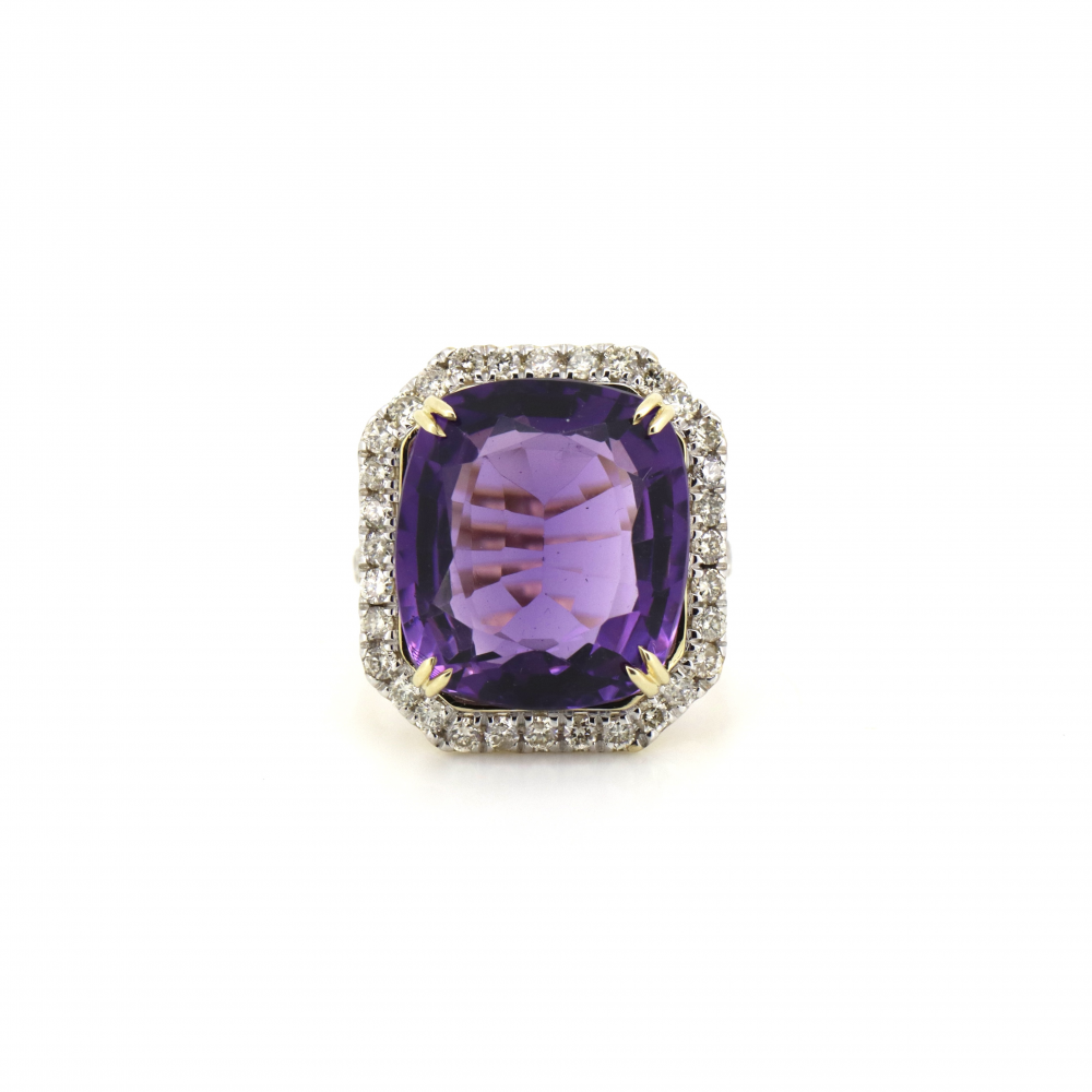 14.84ct Amethyst and Diamond Cocktail Ring