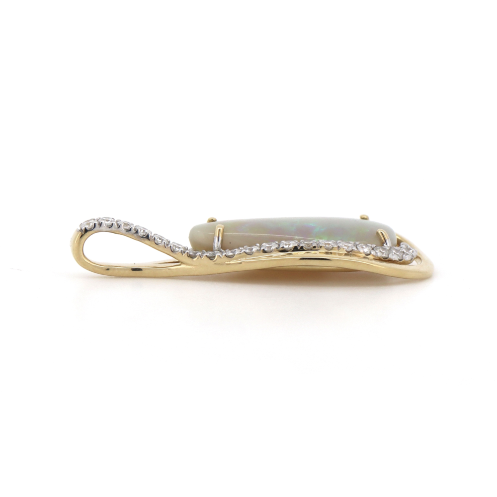 3.84ct Lightning Ridge Opal & Diamond Pendant
