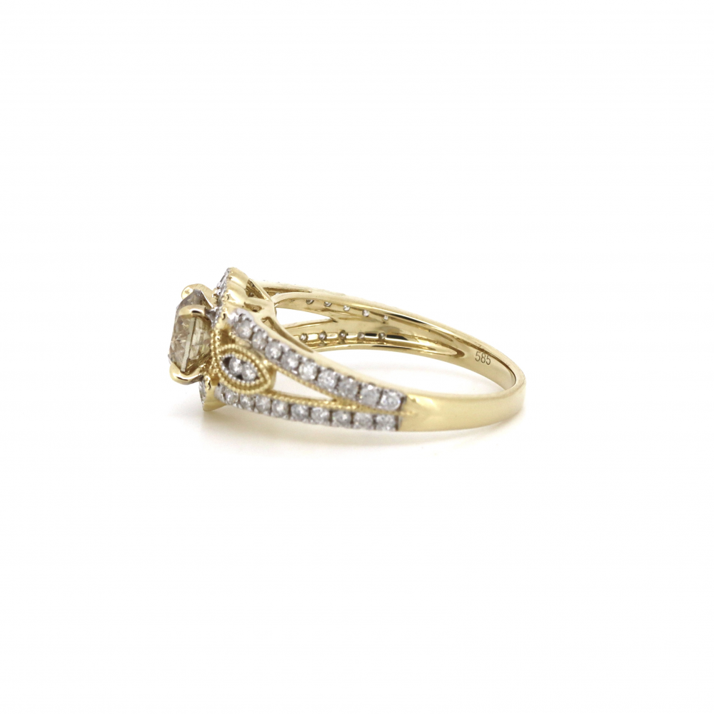 Champagne Diamond Halo Filigree Ring