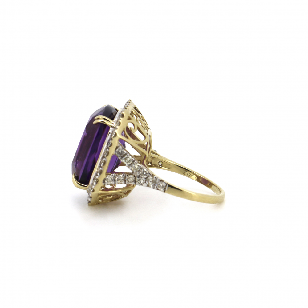 14.84ct Amethyst and Diamond Cocktail Ring