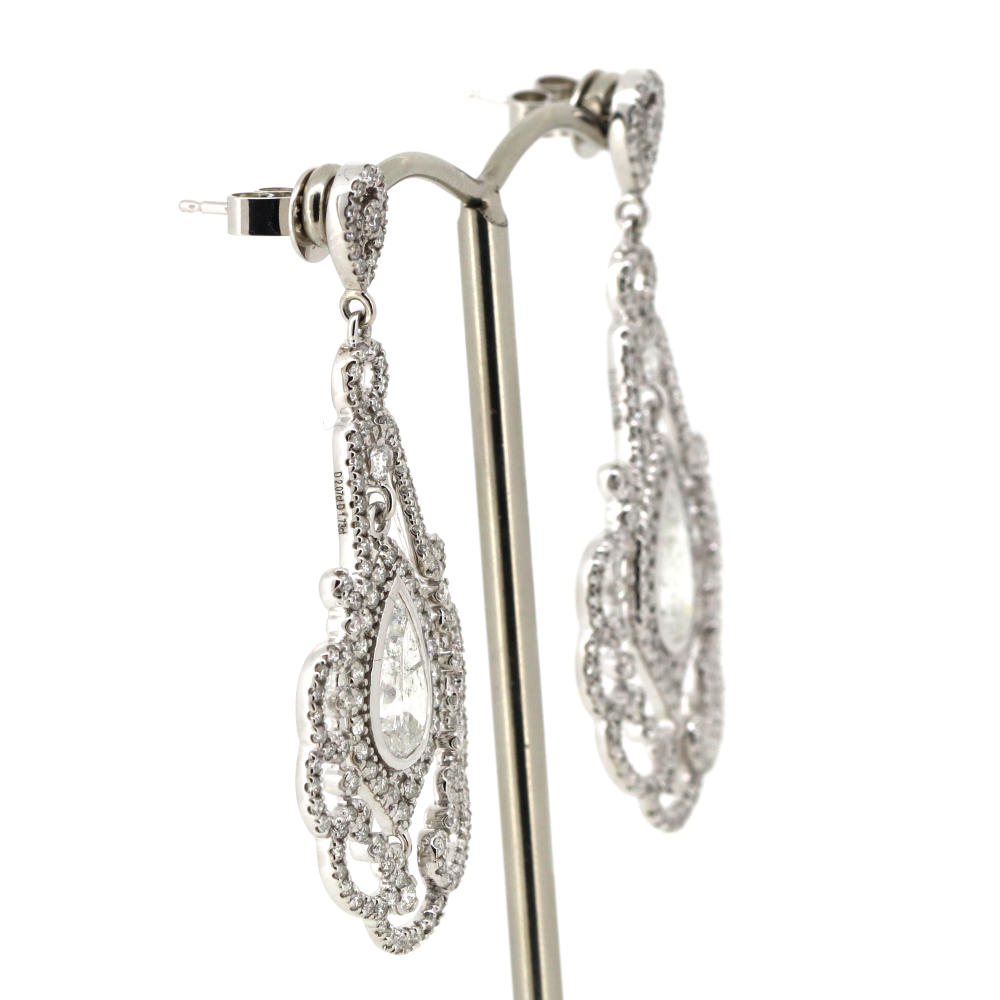 2.07ct White Gold Diamond Antique Style Earrings