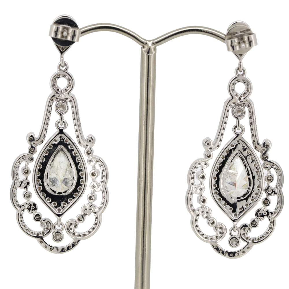 2.07ct White Gold Diamond Antique Style Earrings