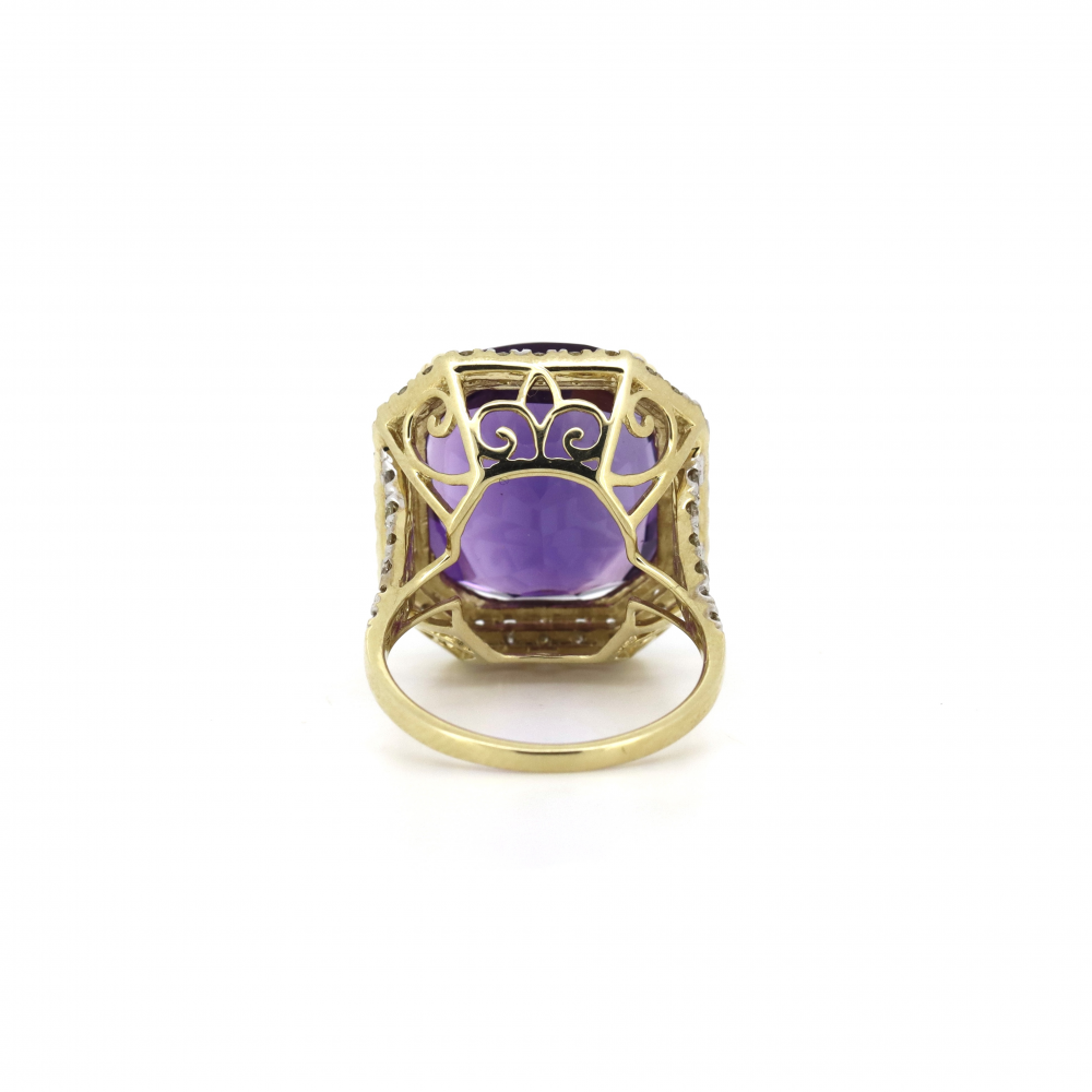 14.84ct Amethyst and Diamond Cocktail Ring