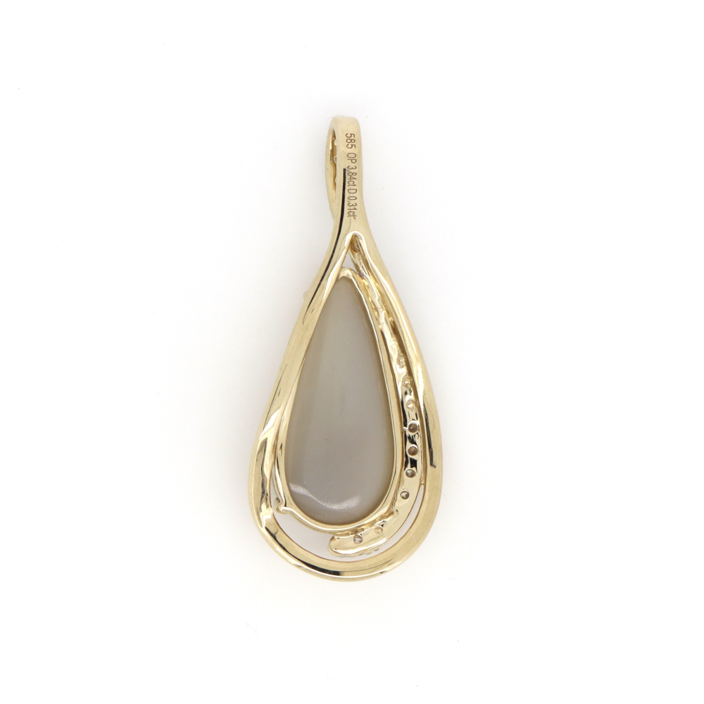 3.84ct Lightning Ridge Opal & Diamond Pendant