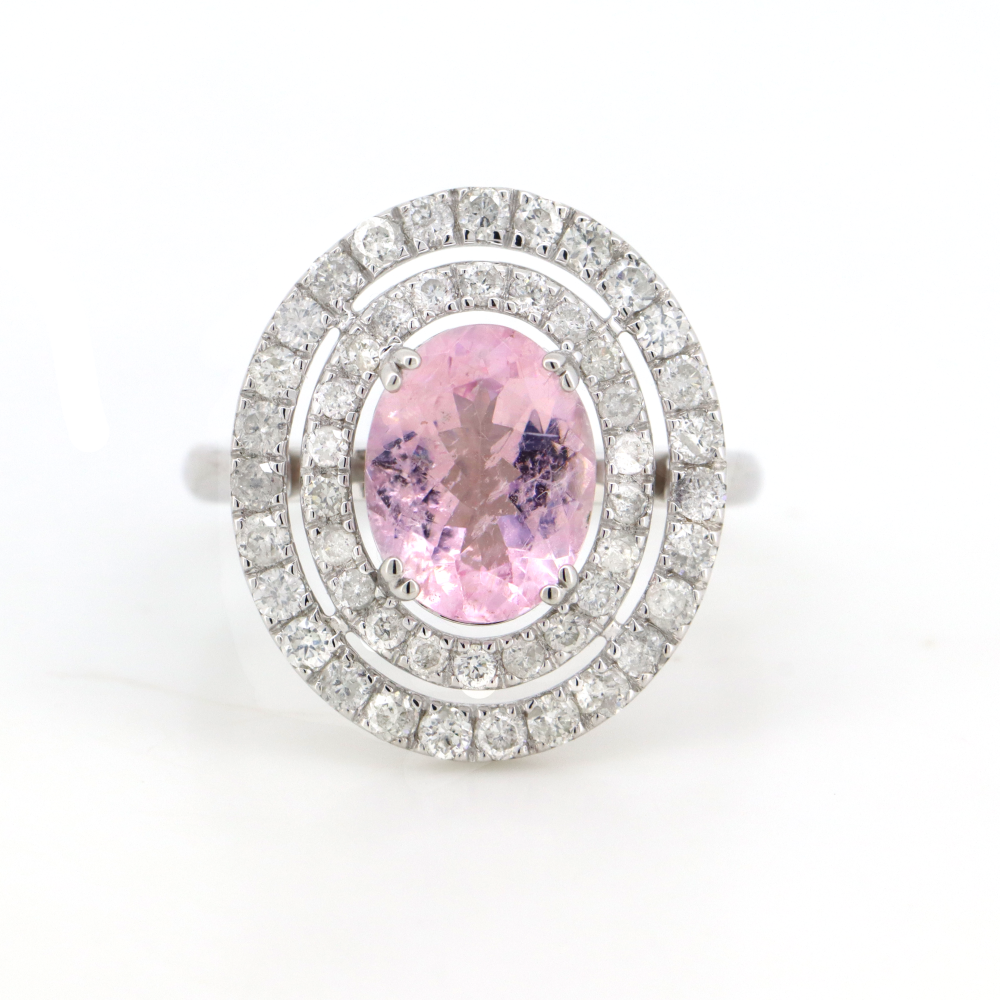 2.45ct Morganite & Diamond Double Halo Ring